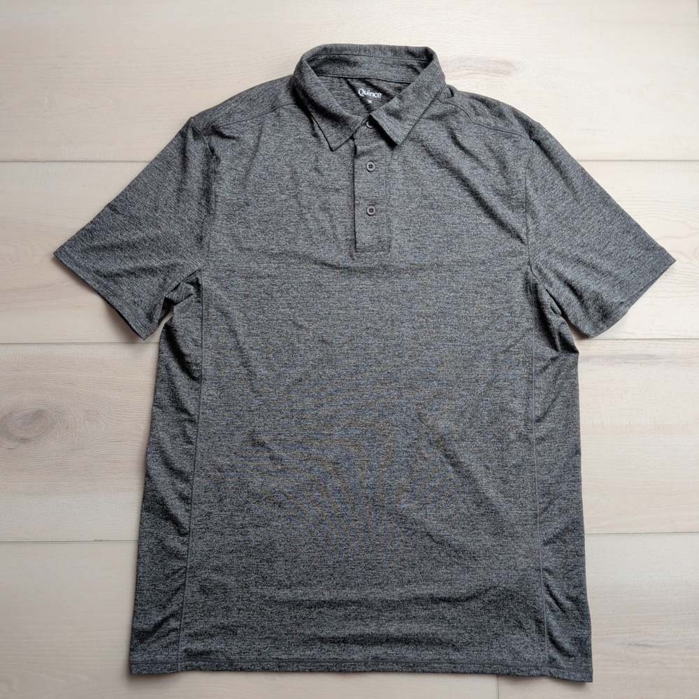 Quince Flowknit Breeze Performance Polo Shirt Mens M Charcoal Gray Stretch